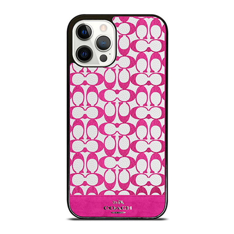 COACH NEW YORK LOGO PATTERN PINK EMBLEM iPhone 12 Pro Case Cover