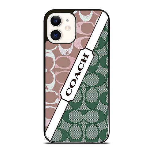 COACH NEW YORK LOGO PINK GREEN PATTERN ICON iPhone 12 Case Cover