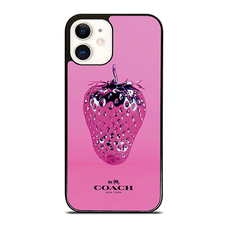 COACH NEW YORK LOGO SILVER STRAWBERRY ICON iPhone 12 Case Cover