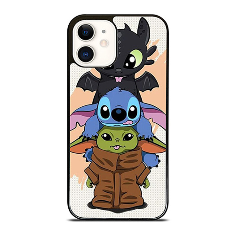TOOTHLESS STITCH BABY YODA CUTE CARTOON iPhone 12 Case Cover TOOTHLESS STITCH BABY YODA CUTE CARTOON iPhone 12 Case Cover