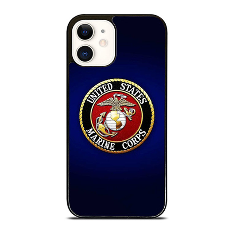 UNITED STATES US MARINE CORPS LOGO BLUE iPhone 12 Case Cover