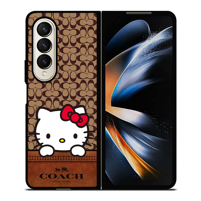 COACH NEW YORK LOGO HELLO KITTY BROWN Samsung Galaxy Z Fold 4 Case Cover