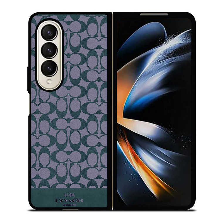 COACH NEW YORK LOGO PATTERN GREEN EMBLEM Samsung Galaxy Z Fold 4 Case Cover