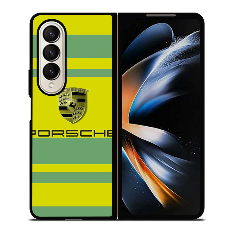PORSCHE CAR LOGO YELLOW GREEN ICON Samsung Galaxy Z Fold 4 Case Cover