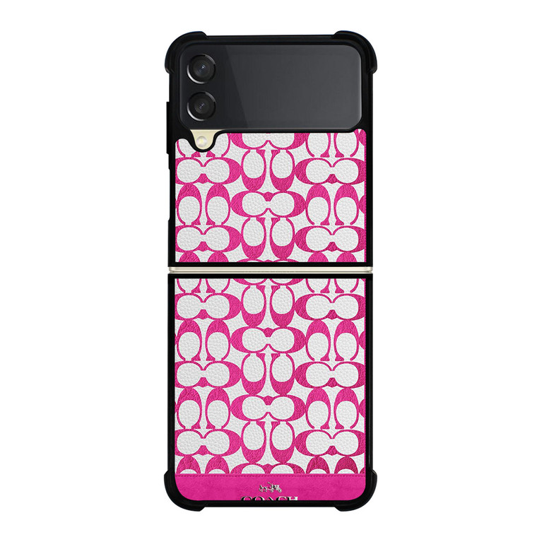 COACH NEW YORK LOGO PATTERN PINK EMBLEM Samsung Galaxy Z Flip 3 Case Cover