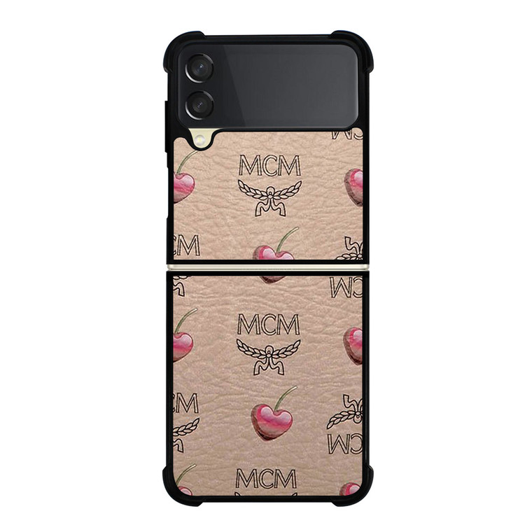 MCM LOVE CHERRIES BROWN LEATHER Samsung Galaxy Z Flip 3 Case Cover