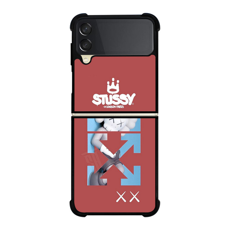 OFF WHITE STUSSY KAWS LOGO Samsung Galaxy Z Flip 3 Case Cover