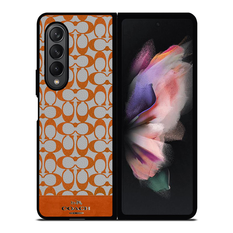 COACH NEW YORK LOGO PATTERN ORANGE EMBLEM Samsung Galaxy Z Fold 3 Case Cover