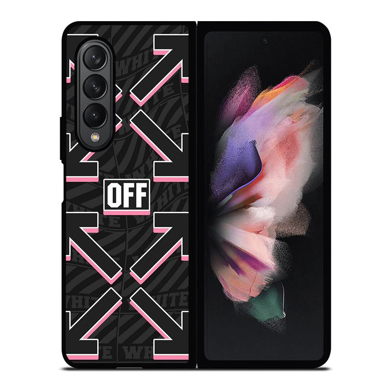 OFF WHITE LOGO BLACK PINK Samsung Galaxy Z Fold 3 Case Cover