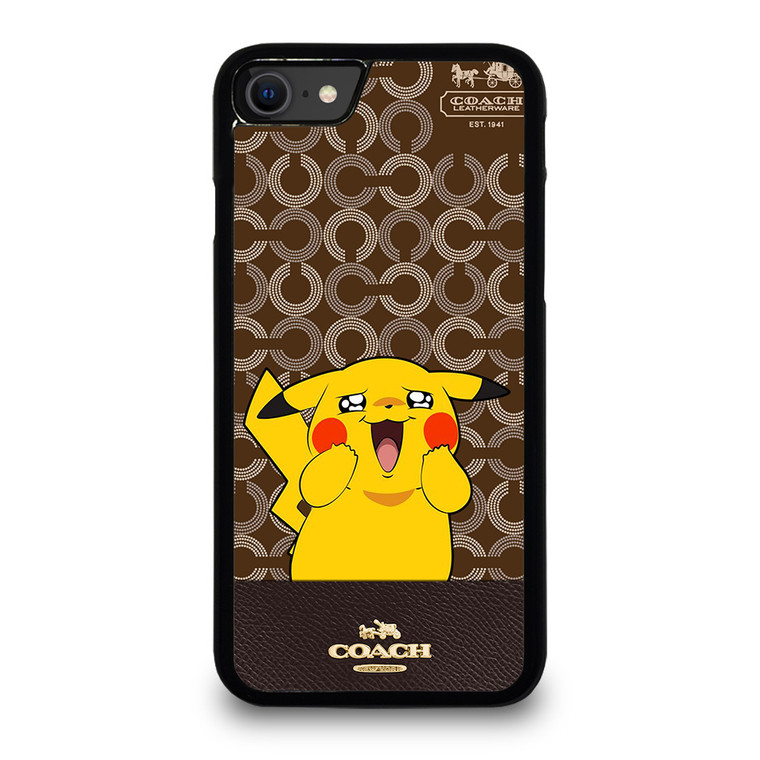 COACH NEW YORK LOGO BRWON EMBLEM X PIKACHU POKEMON. iPhone SE 2020 Case Cover