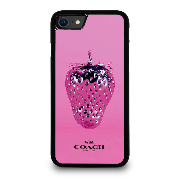 COACH NEW YORK LOGO SILVER STRAWBERRY ICON. iPhone SE 2020 Case Cover