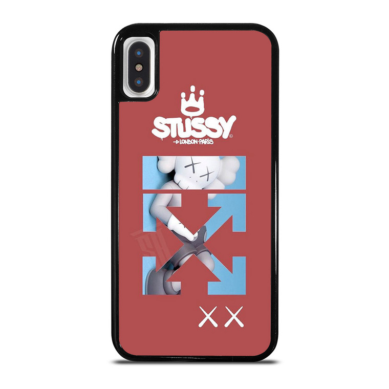 OFF WHITE STUSSY KAWS LOGO iPhone X / XS Case Cover