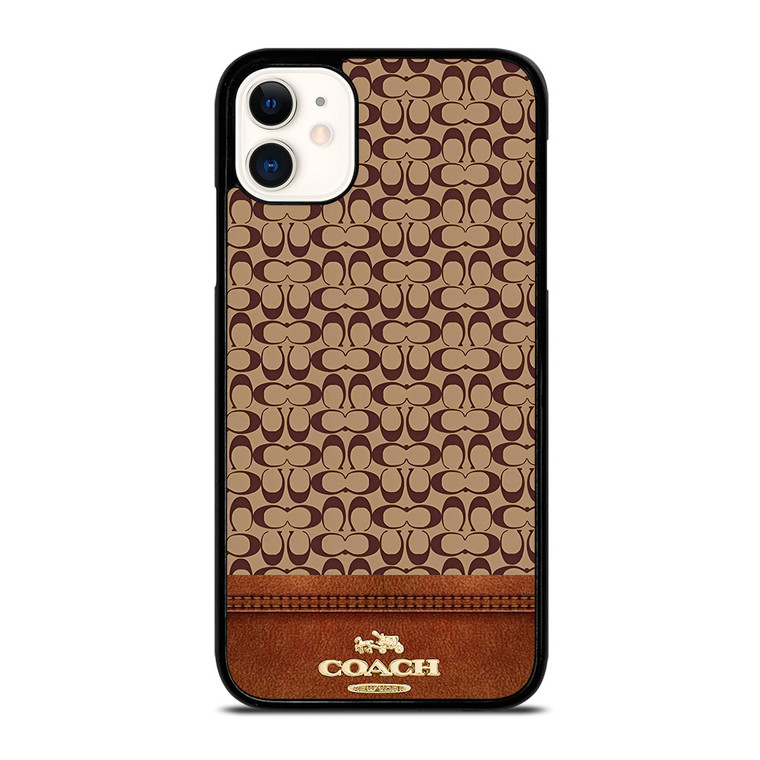 COACH NEW YORK LOGO BROWN LEATHER iPhone 11 Case Cover