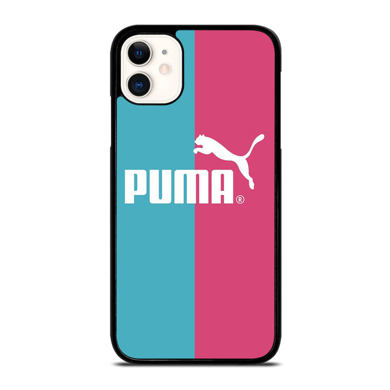PUMA LOGO BLUE PINK ICON iPhone 11 Case Cover
