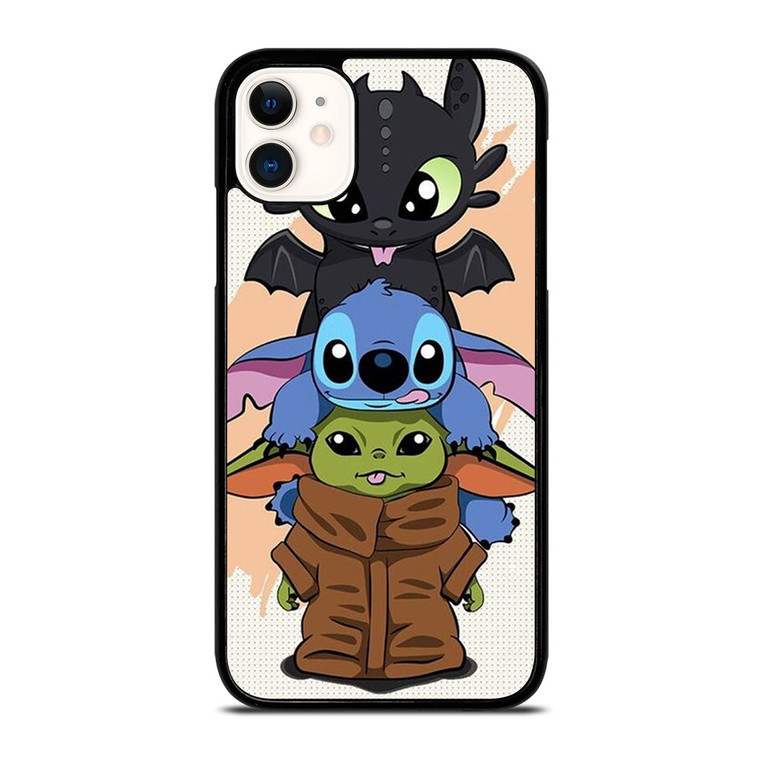 TOOTHLESS STITCH BABY YODA CUTE CARTOON iPhone 11 Case Cover