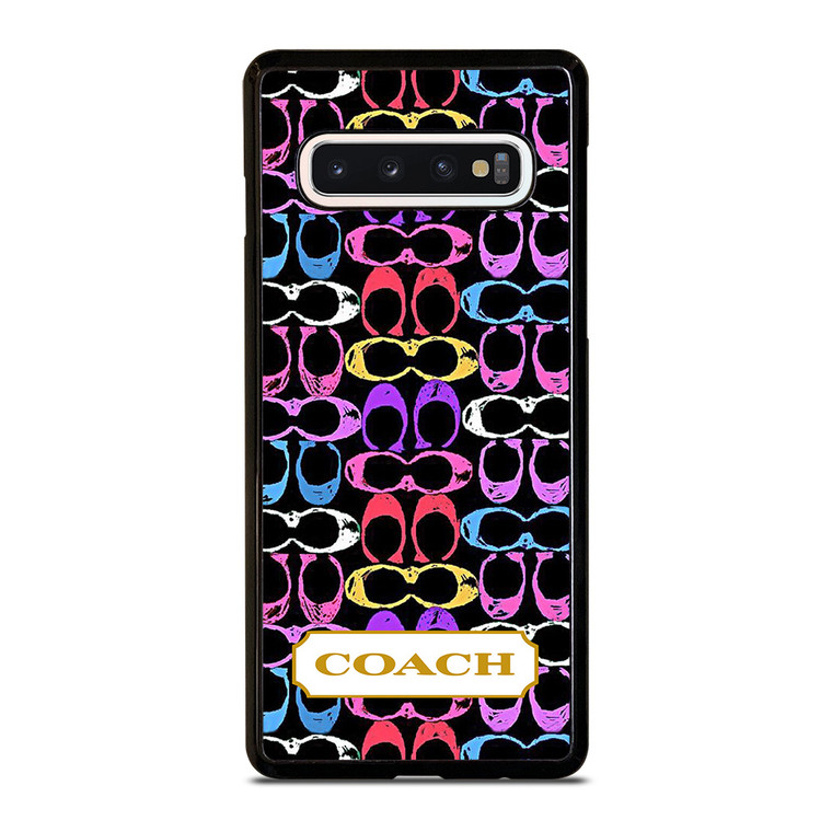 COACH NEW YORK COLORFULL BLACK PATTERN EMBLEM Samsung Galaxy S10 Case Cover