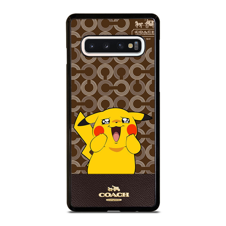 COACH NEW YORK LOGO BRWON EMBLEM X PIKACHU POKEMON Samsung Galaxy S10 Case Cover