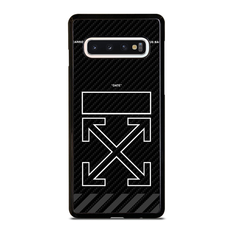OFF WHITE LOGO TIME DATE CARBON Samsung Galaxy S10 Case Cover