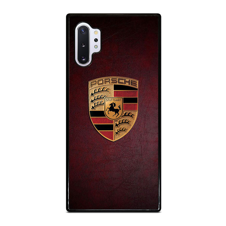 PORSCHE CAR LOGO ON RED LEATHER Samsung Galaxy Note 10 Plus Case Cover
