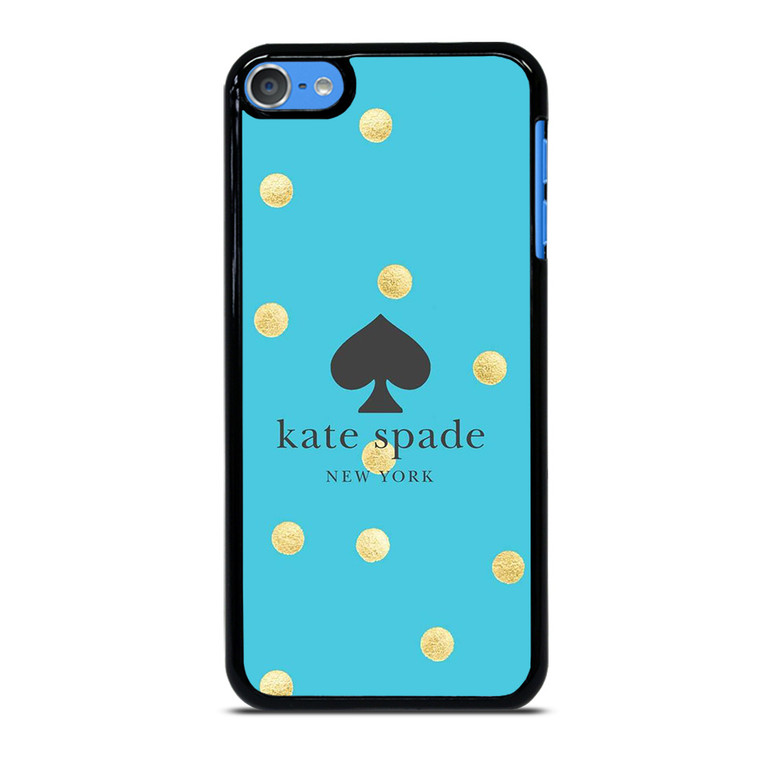KATE SPADE NEW YORK LOGO BLUE GOLDEN POLKADOTS iPod Touch 7 Case Cover