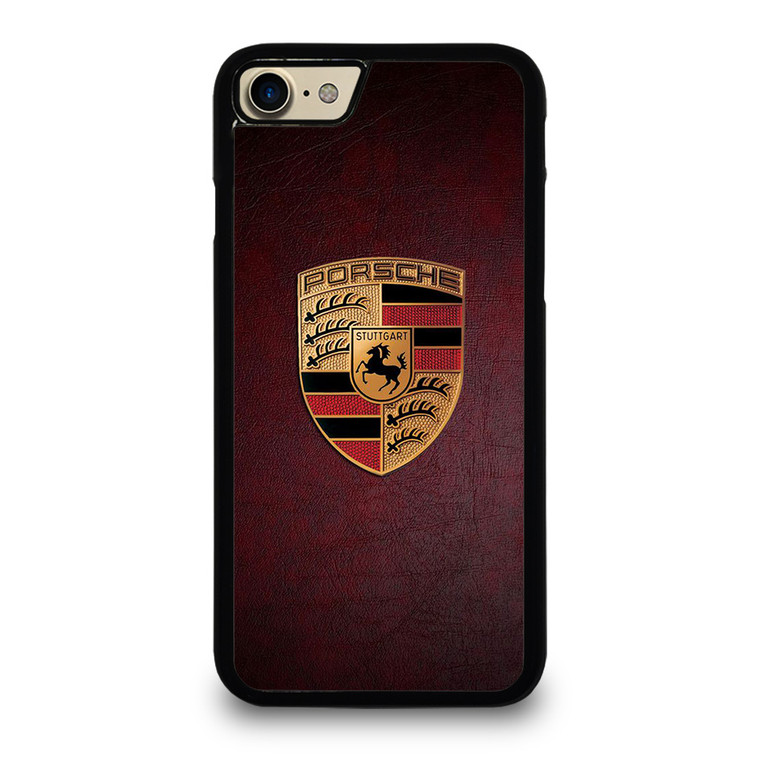 PORSCHE CAR LOGO ON RED LEATHER iPhone 7 / 8 Case Cover