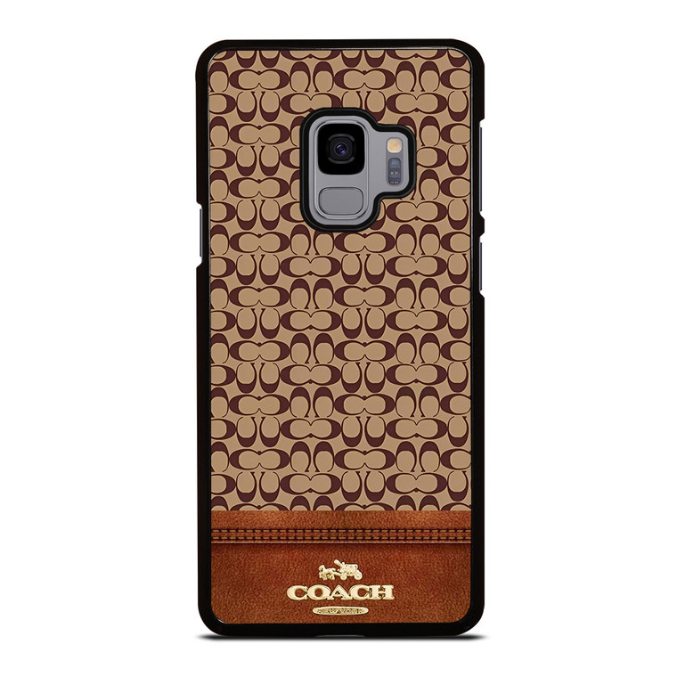 COACH NEW YORK LOGO BROWN LEATHER Samsung Galaxy S9 Case Cover