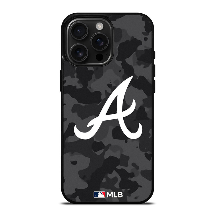 ATLANTA BRAVES BASEBALL BLACK CAMO iPhone 16 Pro Max Case Cover