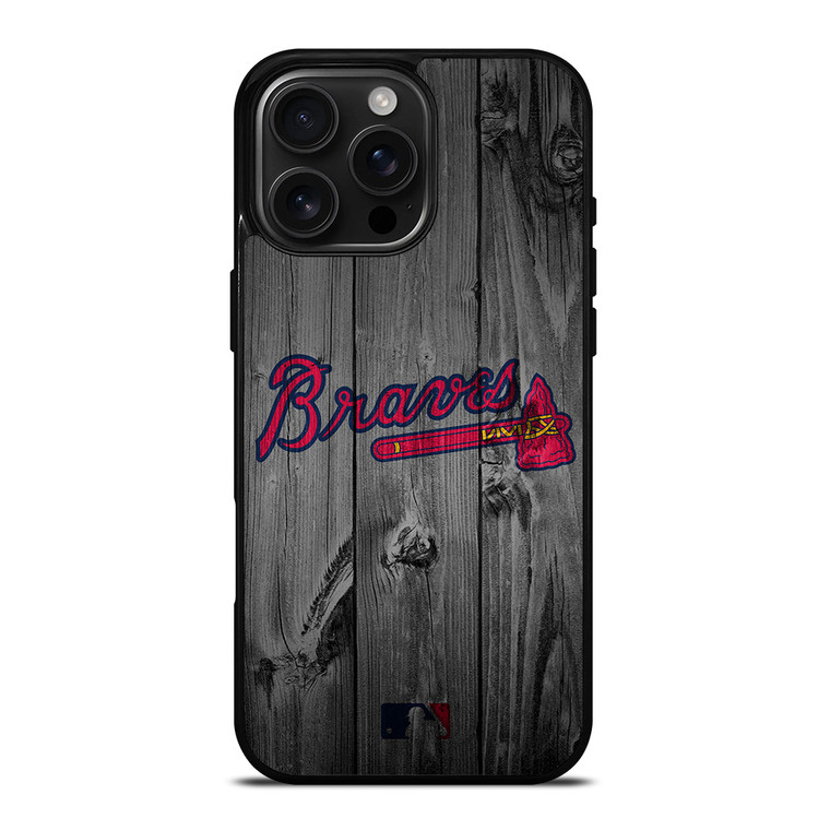 ATLANTA BRAVES BASEBALL MLB WOOD LOGO iPhone 16 Pro Max Case Cover