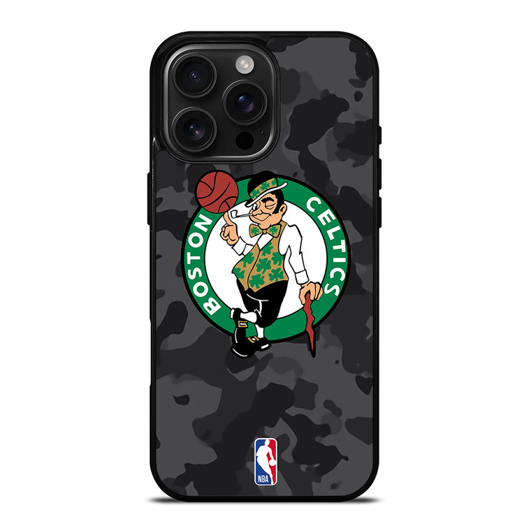 BOSTON CELTICS BLACK CAMO iPhone 16 Pro Max Case Cover