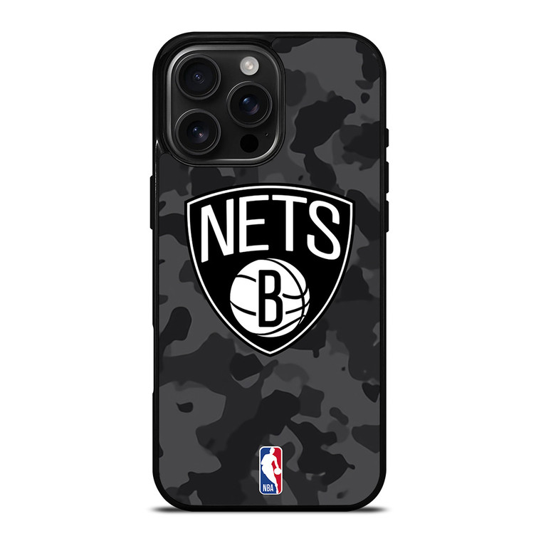 BROOKLYN NETS BLACK CAMO iPhone 16 Pro Max Case Cover