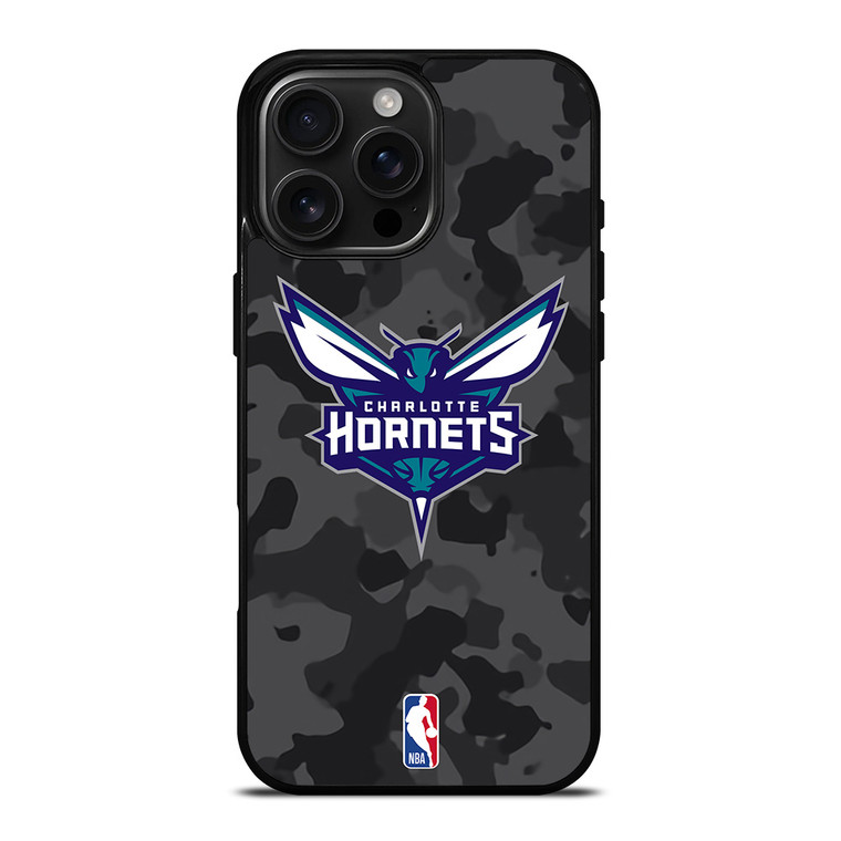 CHARLOTTE HORNETS BLACK CAMO iPhone 16 Pro Max Case Cover