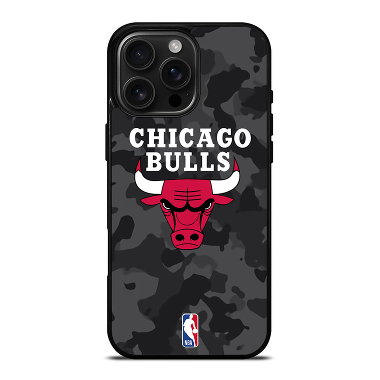 CHICAGO BULLS BLACK CAMO iPhone 16 Pro Max Case Cover