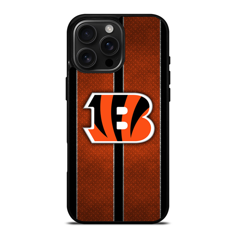 CINCINNATI BENGALS NFL METAL STRIPE iPhone 16 Pro Max Case Cover