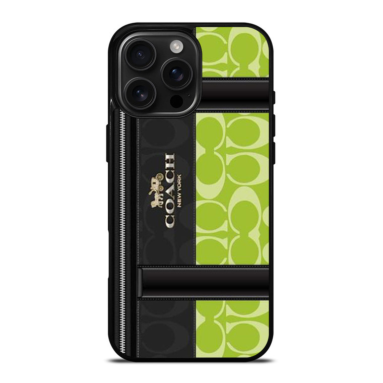 COACH NEW YORK LOGO GREEN BAG iPhone 16 Pro Max Case Cover