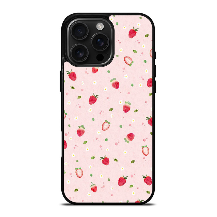 CUTE STRAWBERRY PATTERN iPhone 16 Pro Max Case Cover