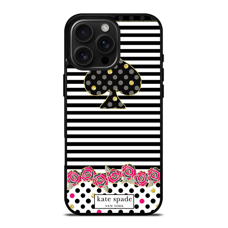 KATE SPADE NEW YORK LOGO STRIPES POLKADOTS iPhone 16 Pro Max Case Cover