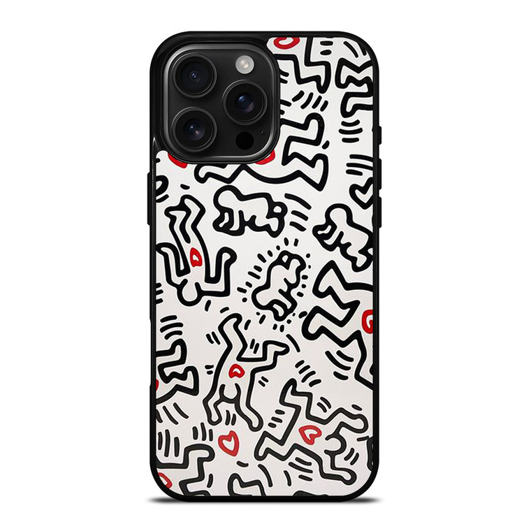 KEITH HARING ART HEART FIGURES iPhone 16 Pro Max Case Cover