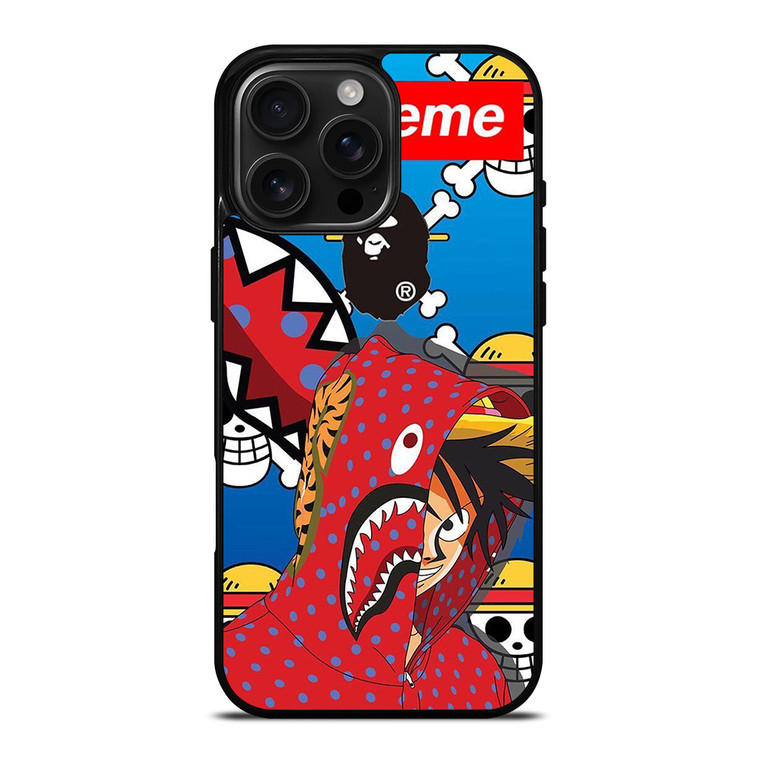 LUFFY ONE PIECE SUPREME BAPE iPhone 16 Pro Max Case Cover