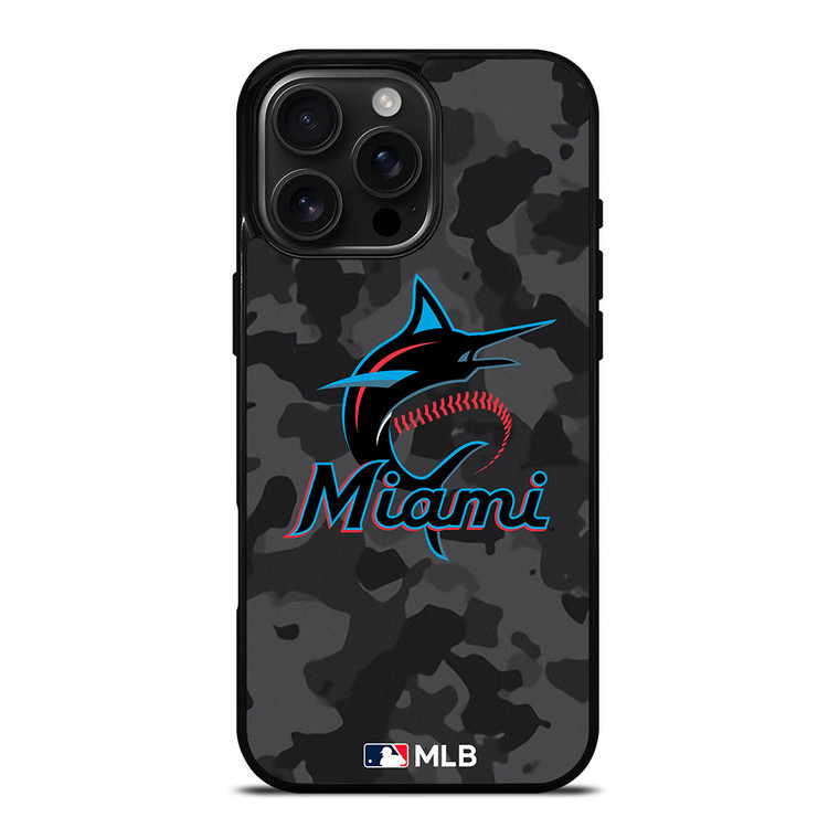 MIAMI MARLINS BASEBALL BLACK CAMO iPhone 16 Pro Max Case Cover