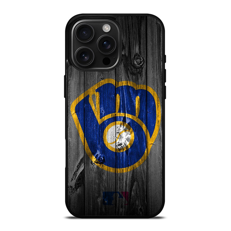 MILWAUKEE BREWERS MLB BASEBALL WOODEN LOGO iPhone 16 Pro Max Case Cover