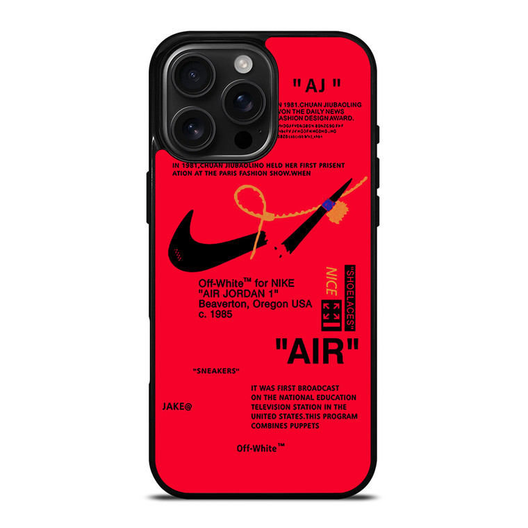 NIKE AIR OFF WHITE RED iPhone 16 Pro Max Case Cover