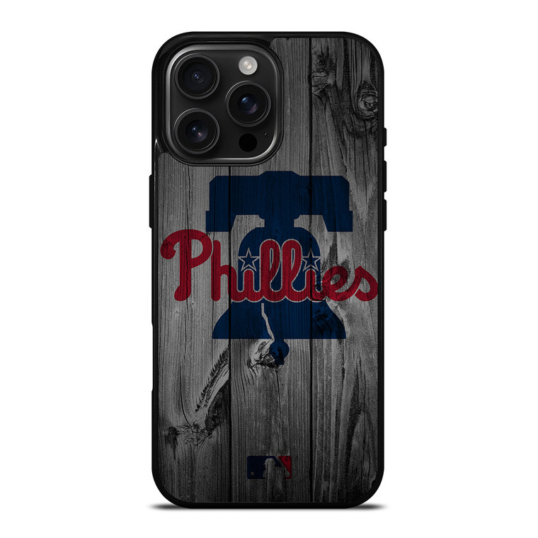 PHILADELPHIA PHILLIES BASEBALL MLB WOOD LOGO iPhone 16 Pro Max Case Cover