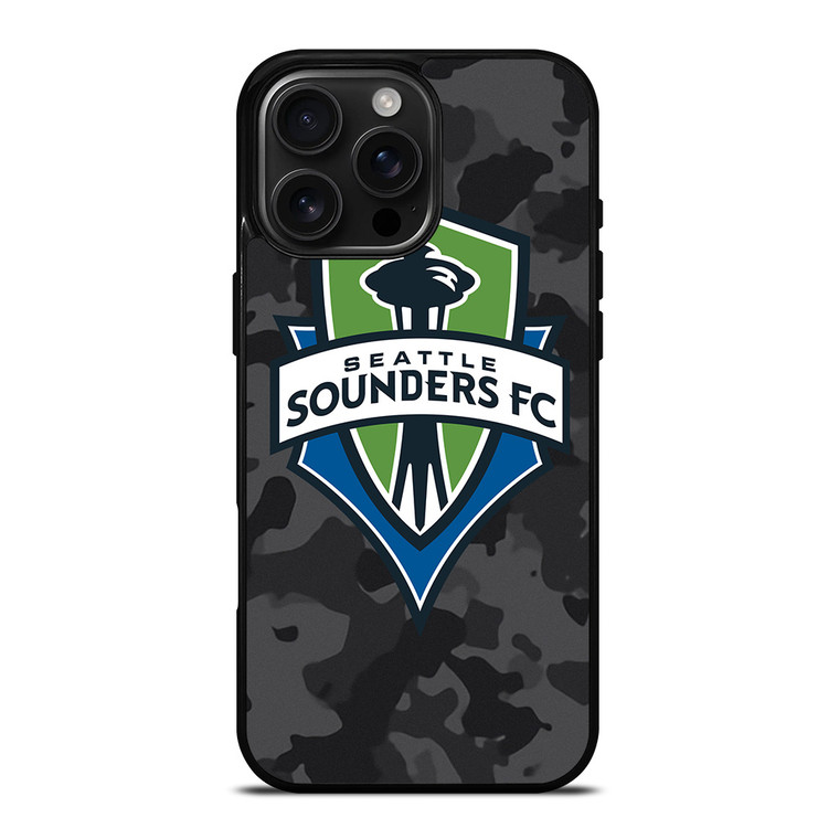 SEATTLE SOUNDERS FC MLS BLACK CAMO iPhone 16 Pro Max Case Cover