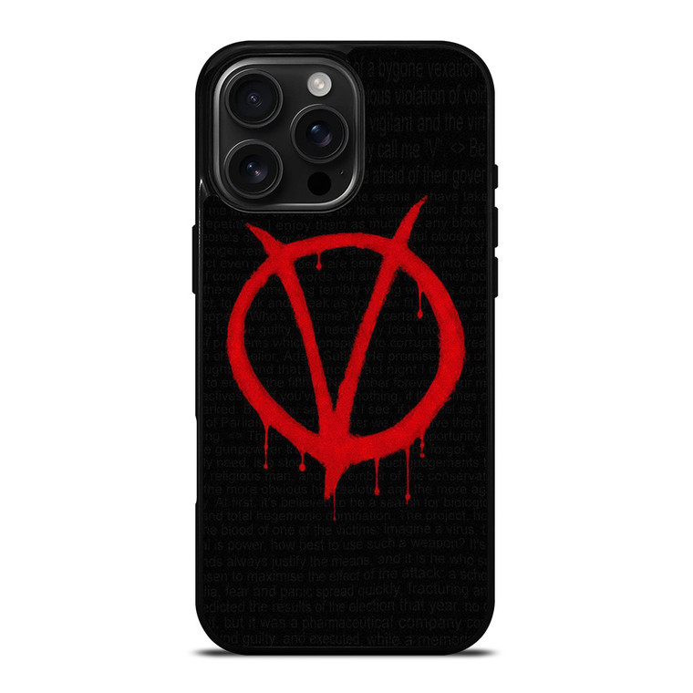V FOR VENDETTA SYMBOL iPhone 16 Pro Max Case Cover