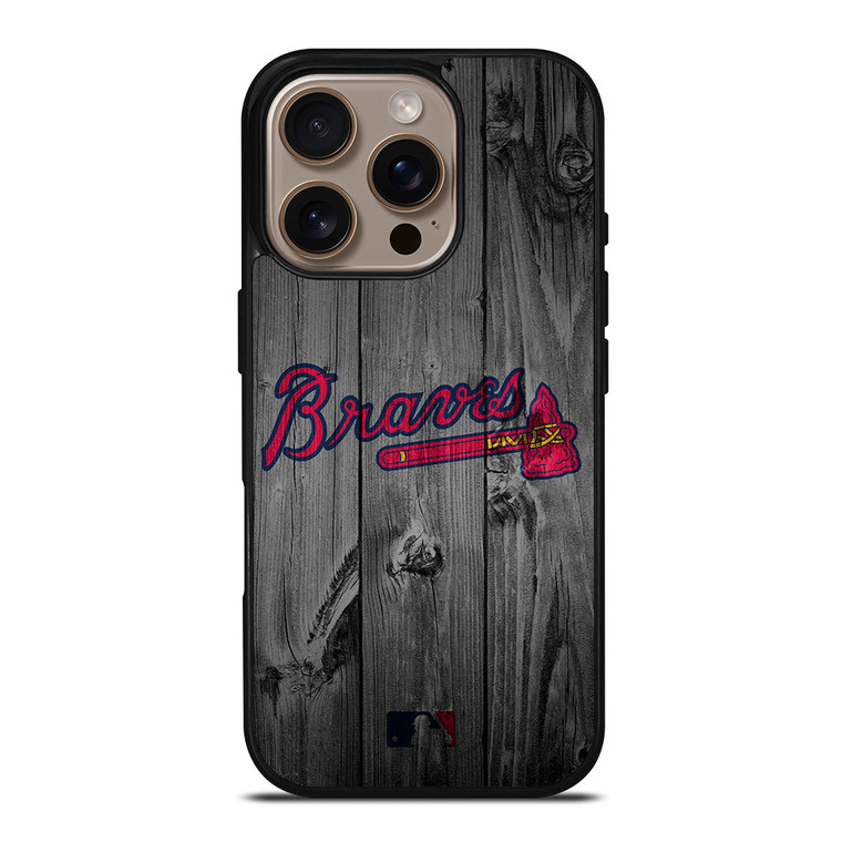 ATLANTA BRAVES BASEBALL MLB WOOD LOGO iPhone 16 Pro Case Cover