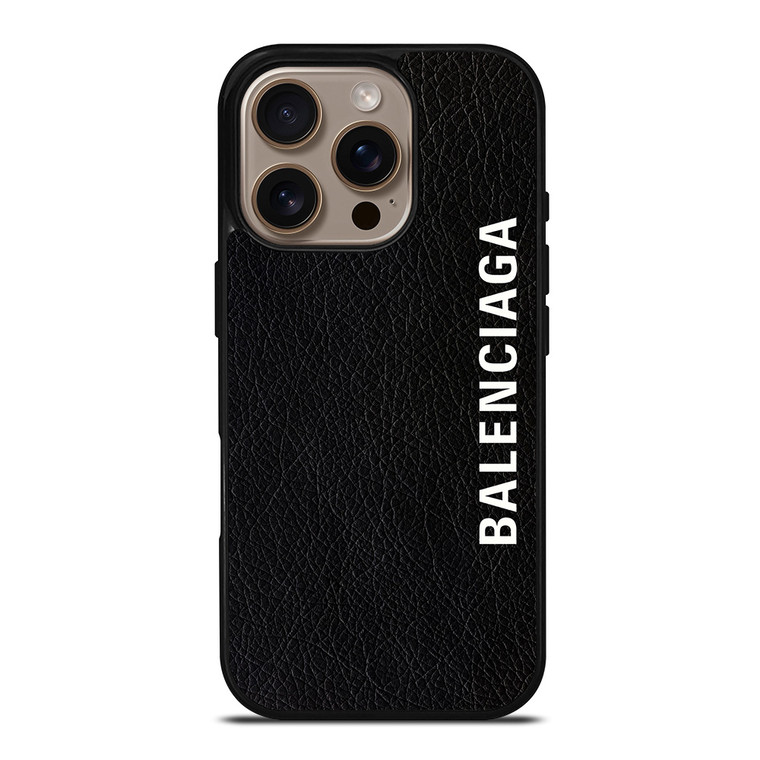 BALENCIAGA LEATHER BLACK iPhone 16 Pro Case Cover