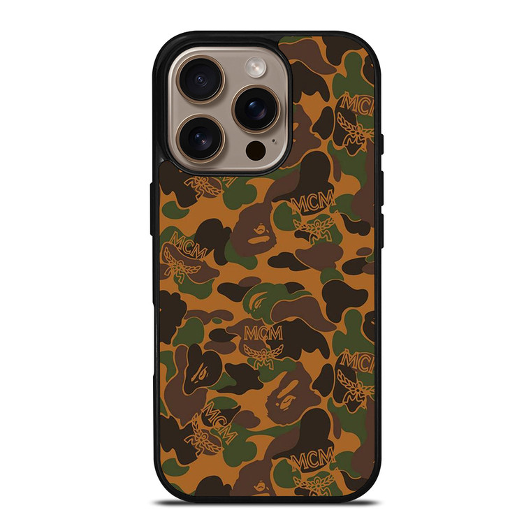 BAPE X MCM WORLDWIDE iPhone 16 Pro Case Cover BAPE X MCM WORLDWIDE iPhone 16 Pro Case Cover