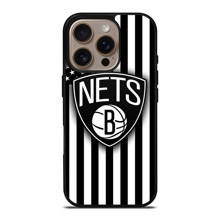 BROOKLYN NETS NBA USA FLAG iPhone 16 Pro Case Cover