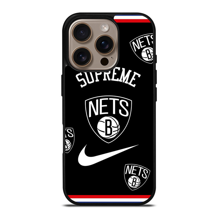 BROOKLYN NETS NBA X SUPREME NIKE iPhone 16 Pro Case Cover