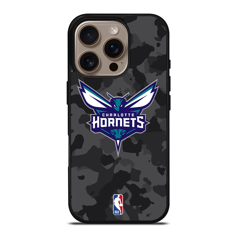 CHARLOTTE HORNETS BLACK CAMO iPhone 16 Pro Case Cover
